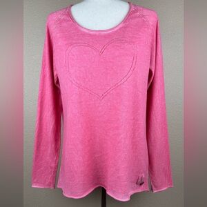 Culture women’s pink long sleeve “Heart” sweater. Size Large.